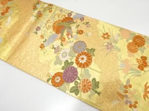 佐賀錦　霞取りに鳳凰・草花模様織り出し　袋帯